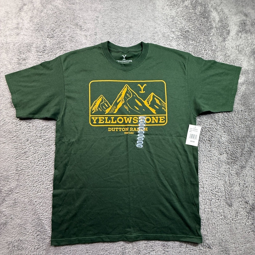 Yellowstone Dutton Ranch Montana Graphic T-Shirt NWT Mens L Green Cotton